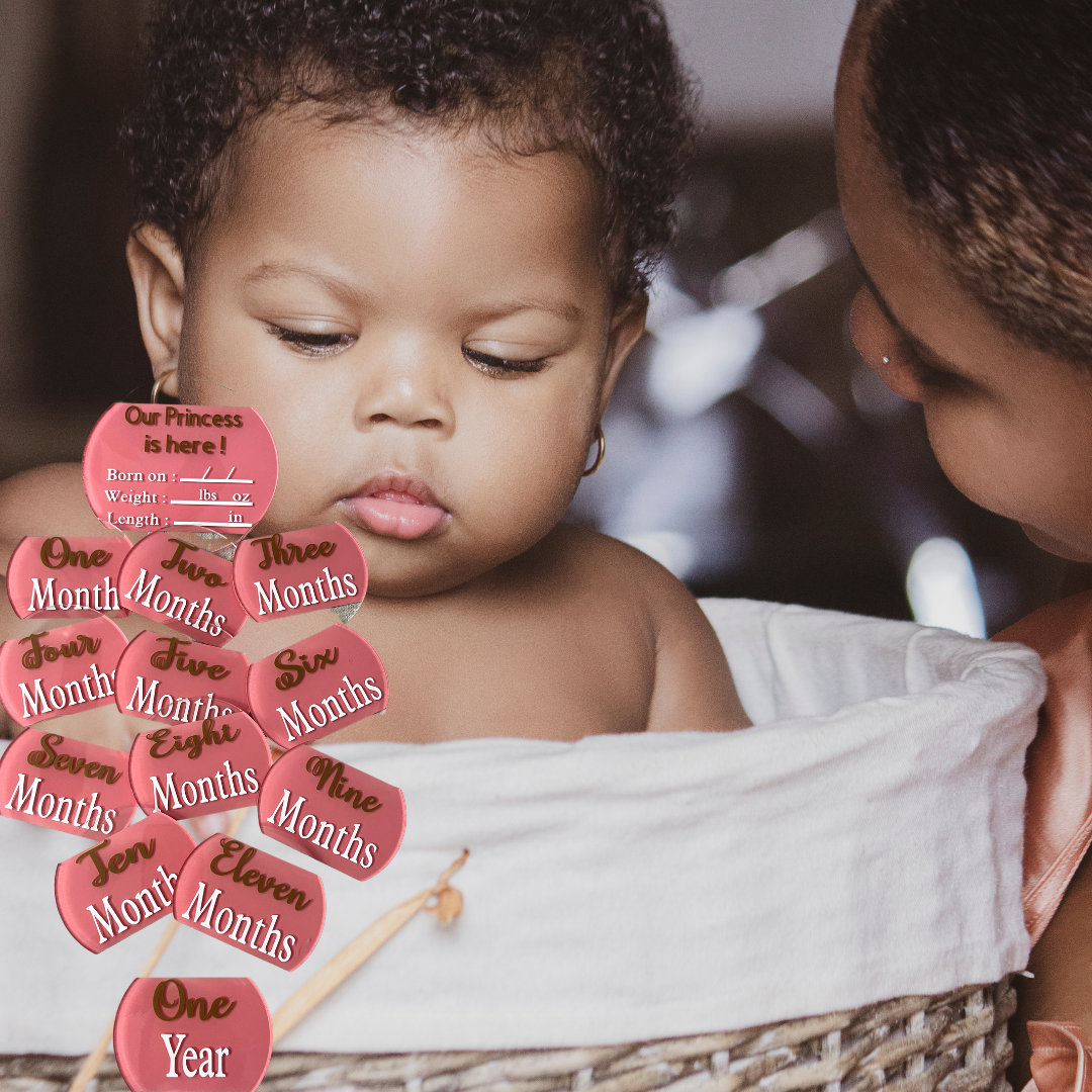 Baby Girl Pink Arrival and Monthly Growing Signs