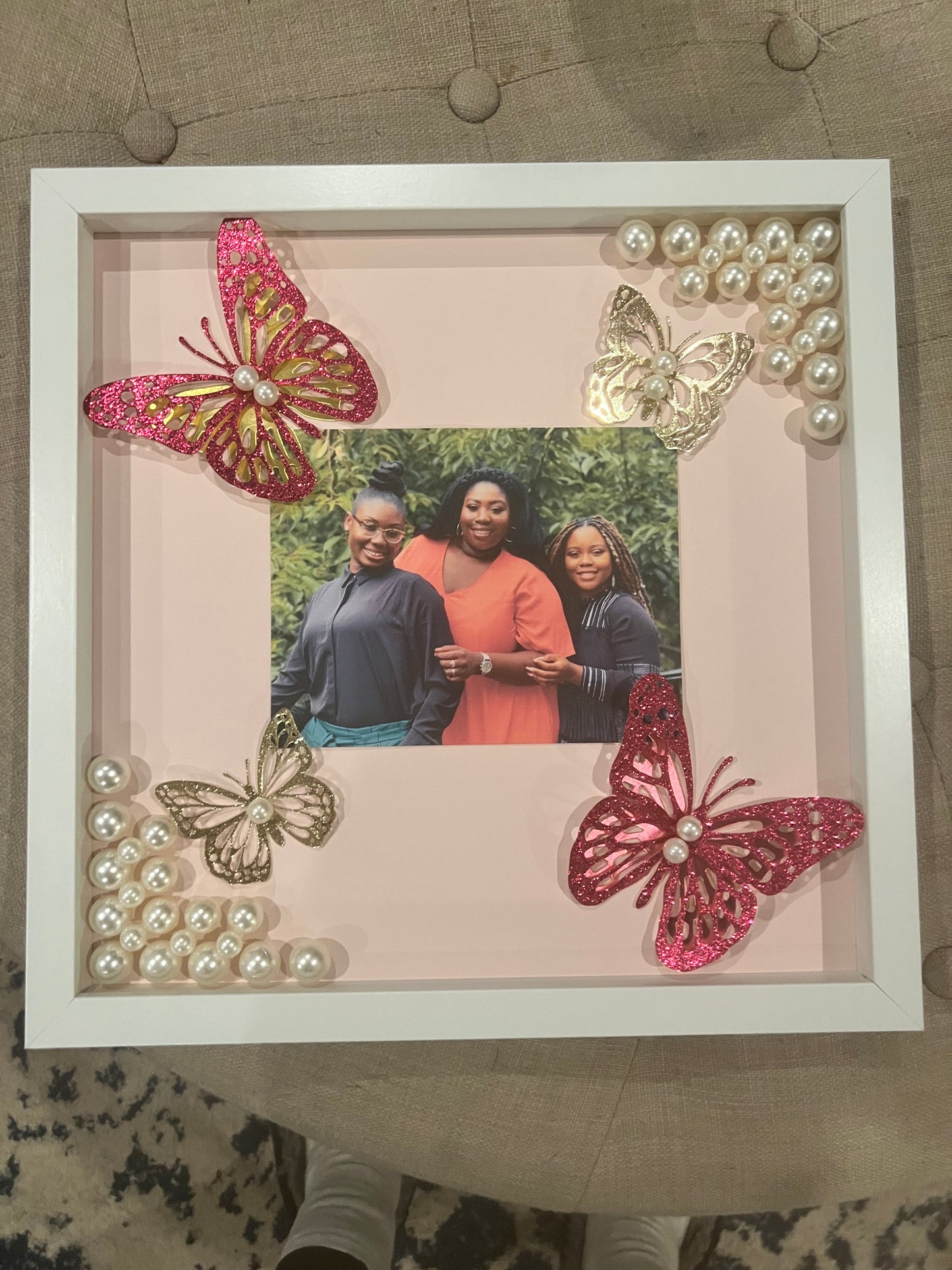 Personalized Butterfly and Pearl Frame