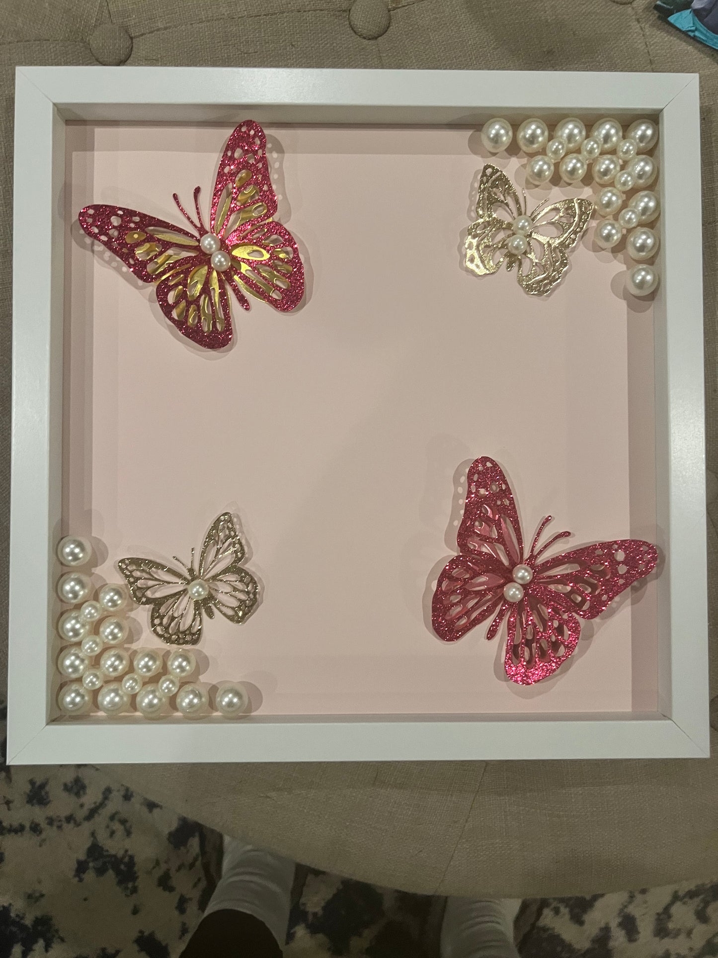 Personalized Butterfly and Pearl Frame